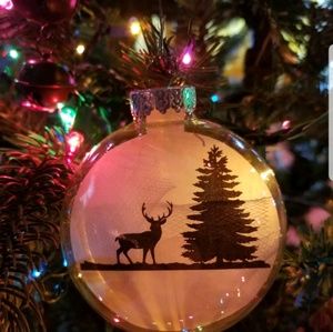 Brand New Glass ornament with Deer Scene